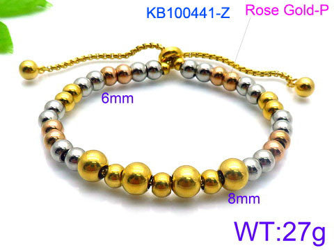 Pulsera tricolor oro 14k laserada acero inoxidable 316L