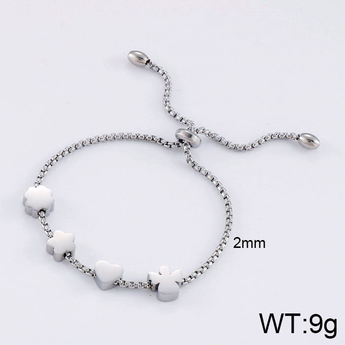Pulsera figuras plateada acero inoxidable 316L