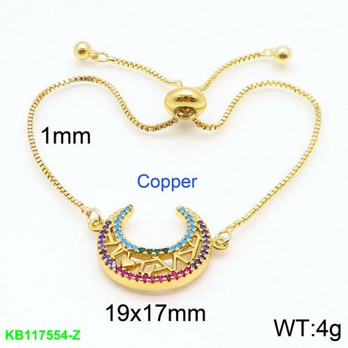 Pulsera cobre de luna, oro 14L laminado /cristales