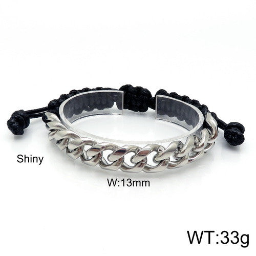 Pulsera combinada plateada trenza/ acero inoxidable 316 L