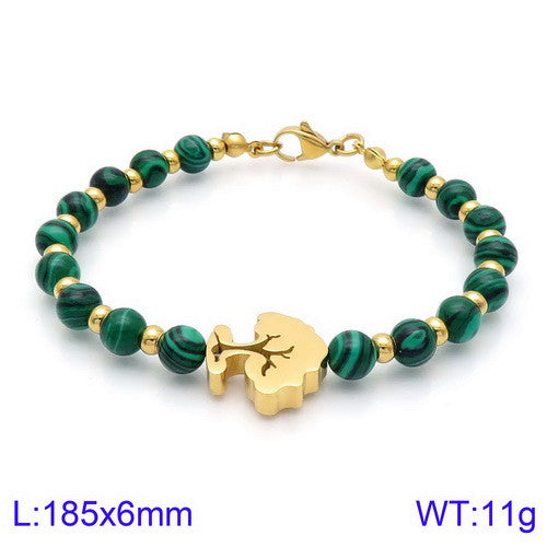 Pulsera jade arbol de la vida oro 14k acero inoxidable 316L