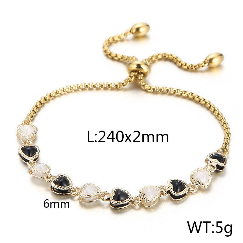 Pulsera corazones 14K laserada acero inoxidable 316L