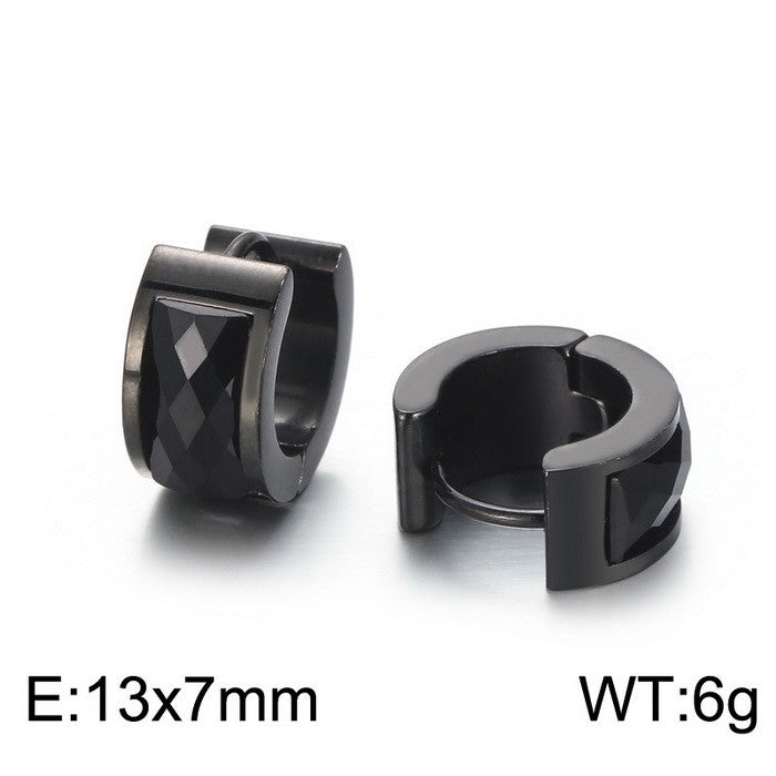 Aretes hugghies negros/cristales negros acero inoxidable 316L