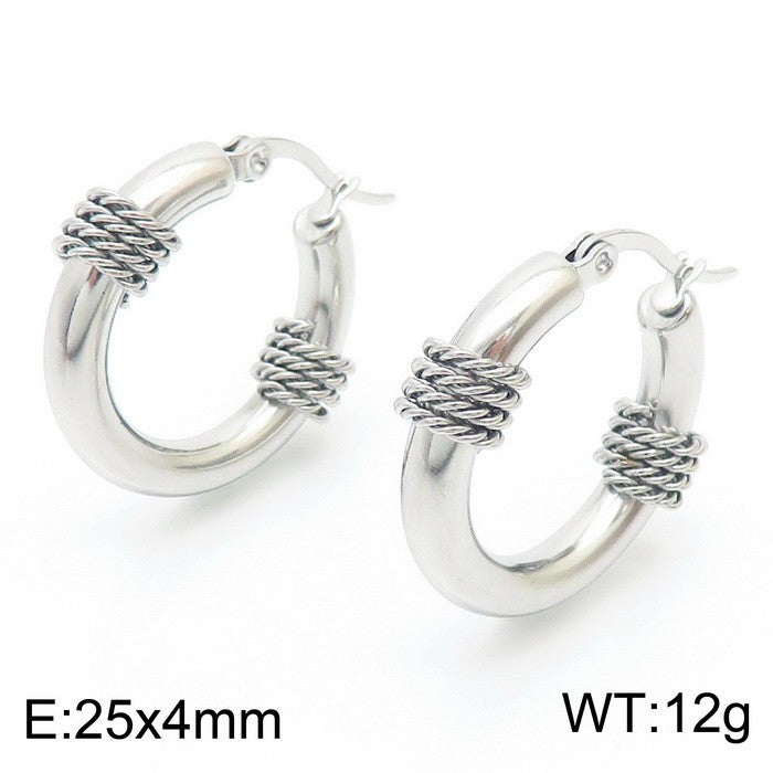 Argollas plateadas con aritos acero inoxidable 316L