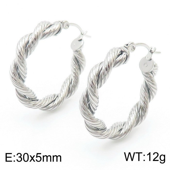 Argollas plateadas torcidas acero inoxidable 316L