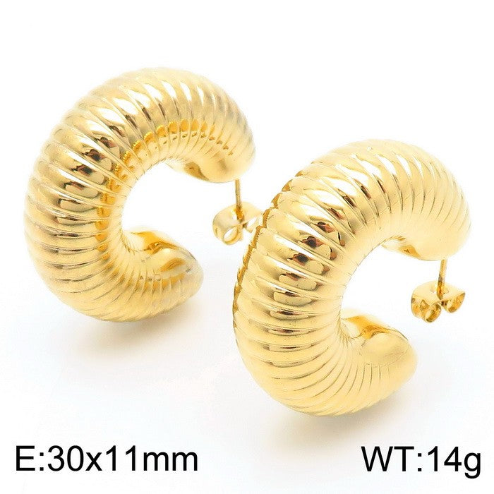 Argollas medianas gruesas oro 14K laseradas acero inoxidable 316L