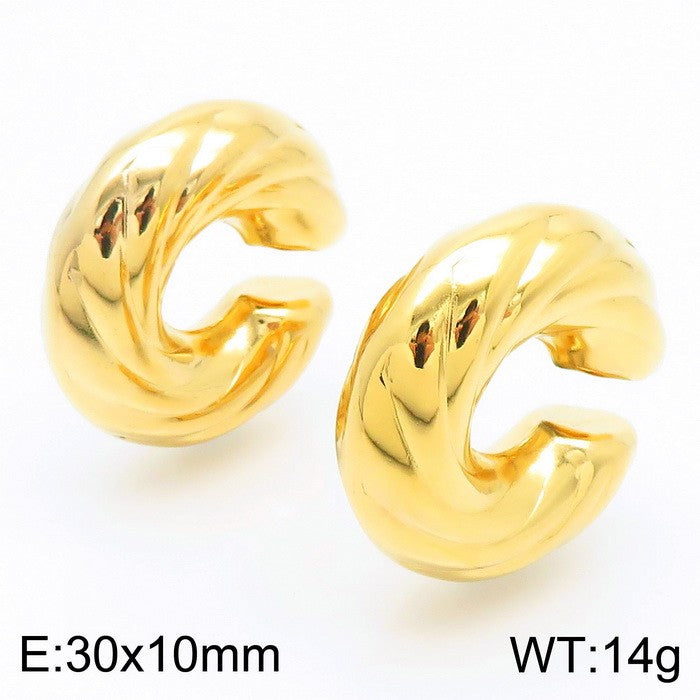 Ear cuffs grandes oro 14K redondos acero inoxidable 316L
