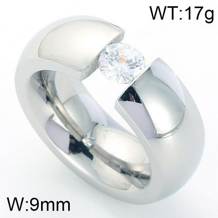 Anillo plateado cristal austriaco redondo blanco acero inoxidable 316L