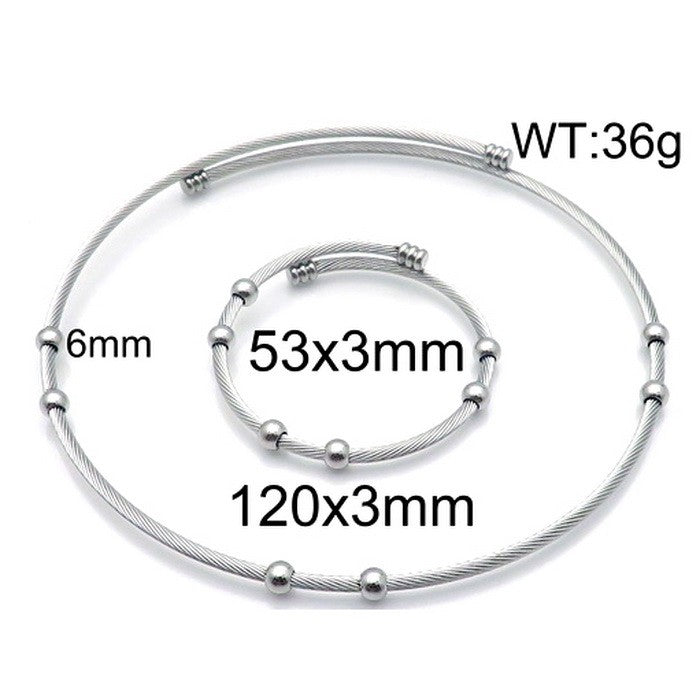 Set gargantilla y pulsera cable plateada acero inoxidable 316L