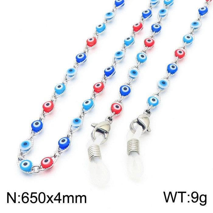 Cadena para lentes ojitos turcos colores acero inoxidable 316L