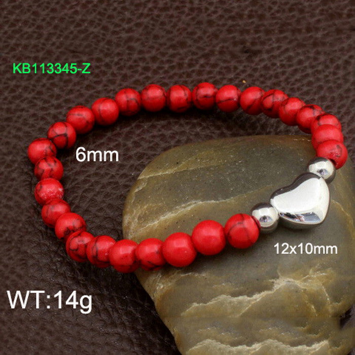 Pulsera corales/corazon acero inoxidable 316L