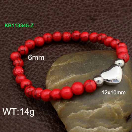 Pulsera corales/corazon acero inoxidable 316L
