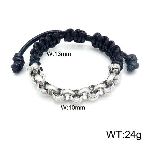 Pulsera combinada plateada trenza/ acero inoxidable 316 L
