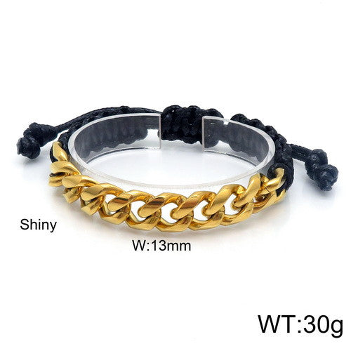 Pulsera combinada dorada trenza/ acero inoxidable 316 L