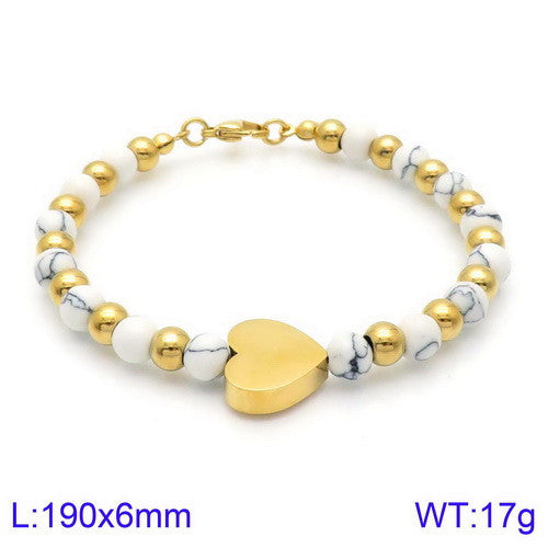 Pulsera howlitas corazon oro 14k acero inoxidable 316L