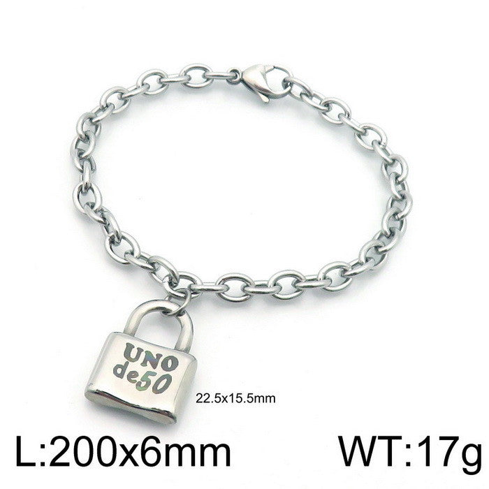 Pulsera Uno Con 50 plateada candado