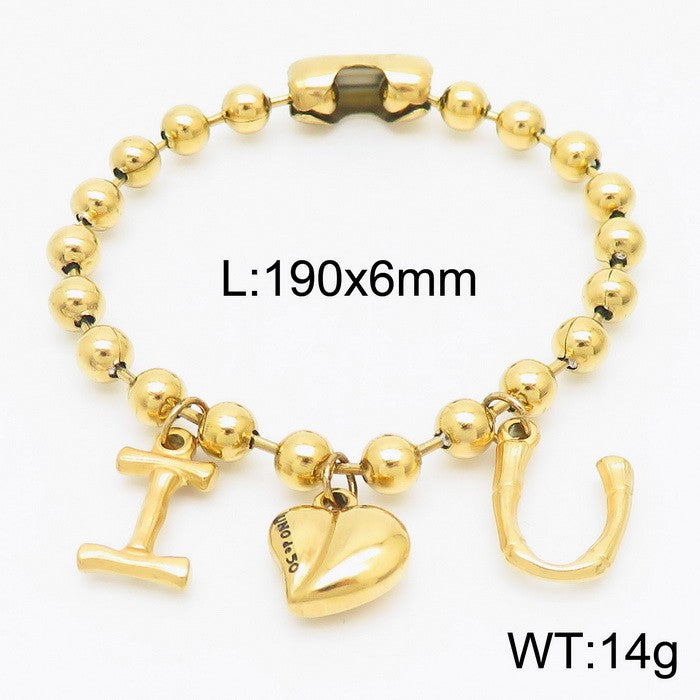 Pulsera Uno Con 50 oro 14K laserada I love U