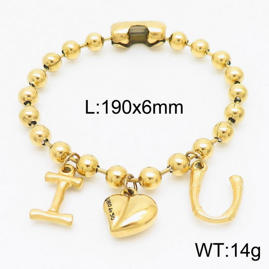 Pulsera Uno Con 50 oro 14K laserada I love U