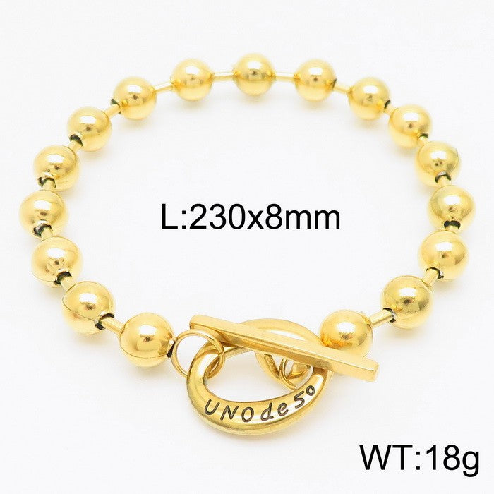 Pulsera Uno Con 50 oro 14K laserada