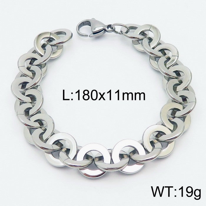 Pulsera circulos plateada acero inoxidable 316L