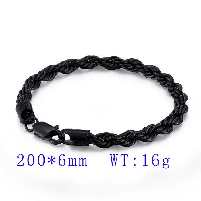 Pulsera negra de acero inoxidable 316L italiano