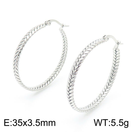 Argollas medianas trenza plateadas acero inoxidable 316L