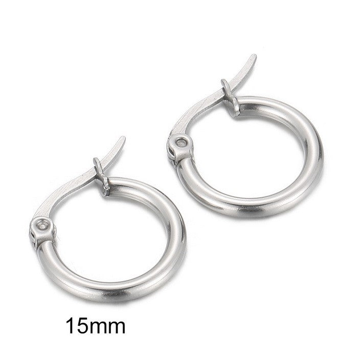 Argollas peq. lisas plateadas acero inoxidable 316L