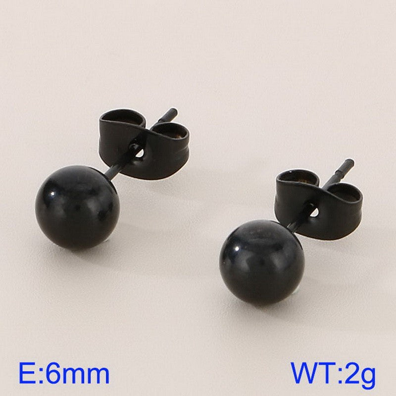 Aretes bolita negros 6mm acero inoxidable 316L