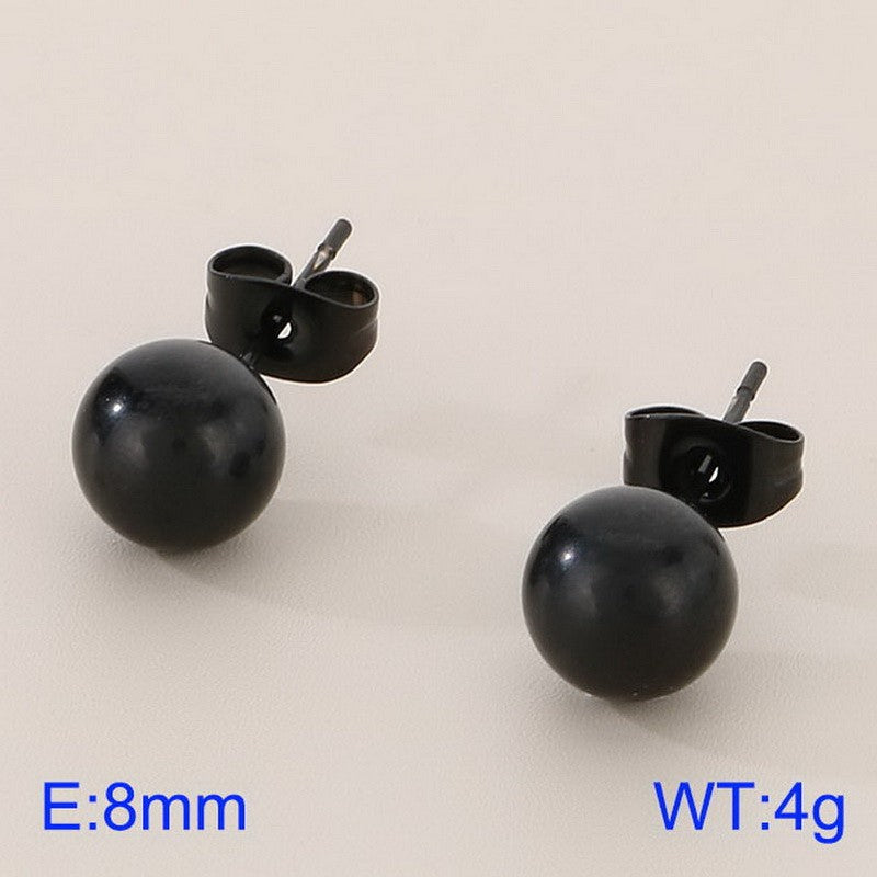 Aretes bolita negros 8mm acero inoxidable 316L