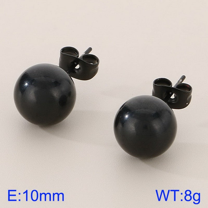 Aretes bolita negros 10mm acero inoxidable 316L
