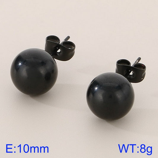 Aretes bolita negros 10mm acero inoxidable 316L