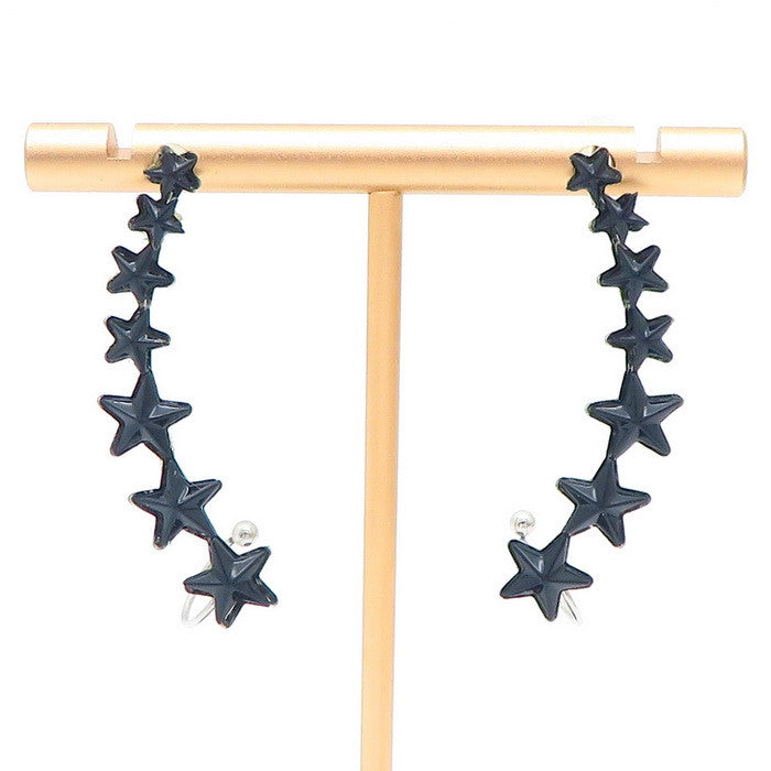 Aretes escaladores estrellas cristales negros acero inoxidable 316L