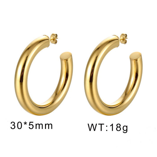 Argollas abiertas peq.oro 14K laserada acero inoxidable 316L