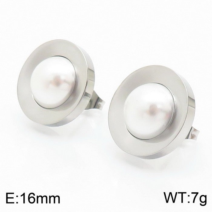 Aretes de perlas sinteticas acero inoxidable 316L
