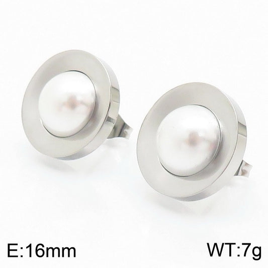 Aretes de perlas sinteticas acero inoxidable 316L