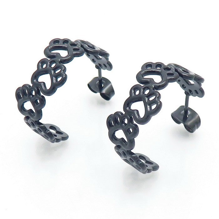 Argollas peq. negras huellas acero inoxidable 316L