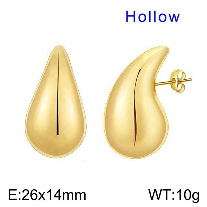 Aretes gota oro 14K laserados acero inoxidable 316L