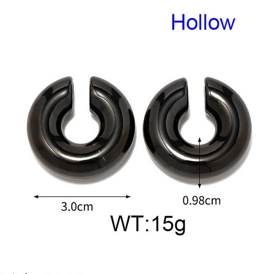 Ear cuffs grandes negros redondos acero inoxidable 316L