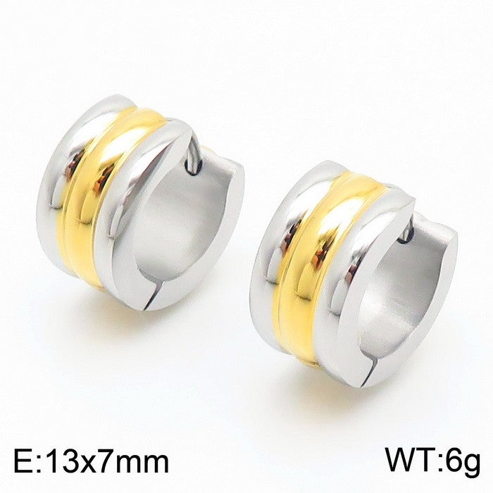 Aretes hugghies plateados/oro 14K laserado acero inoxidable 316L