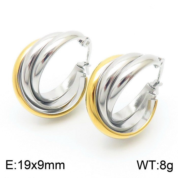 Argollas plateadas/oro 14K laserada torcidas acero inoxidable 316L