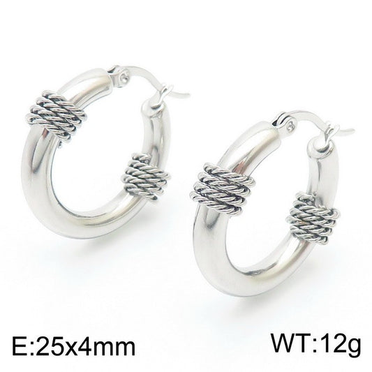 Argollas plateadas con aritos  acero inoxidable 316L