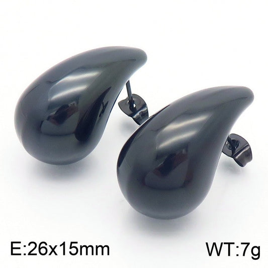 Aretes gota negros acero inoxidable 316L
