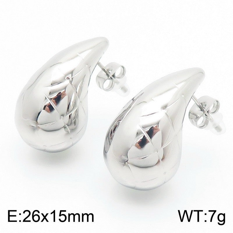 Aretes gota plateados acero inoxidable 316L
