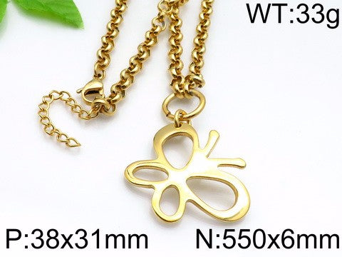 Cadena mariposa gruesa oro 14K laserada acero inoxidable 316L