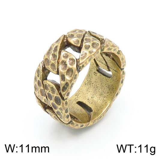 Anillo aro trenza cobrizo acero inoxidable 316L
