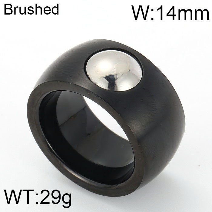 Anillo negro/plateado ancho y acero inoxidable 316L
