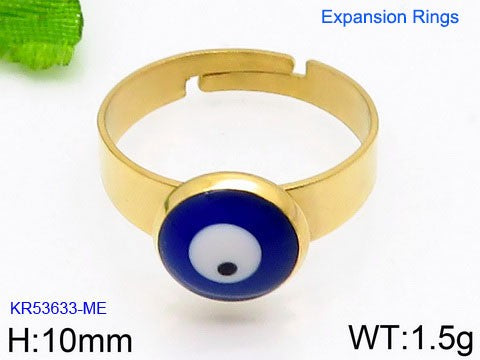 Anillo oro 14K laserado ojo turco acero inoxidable 316L