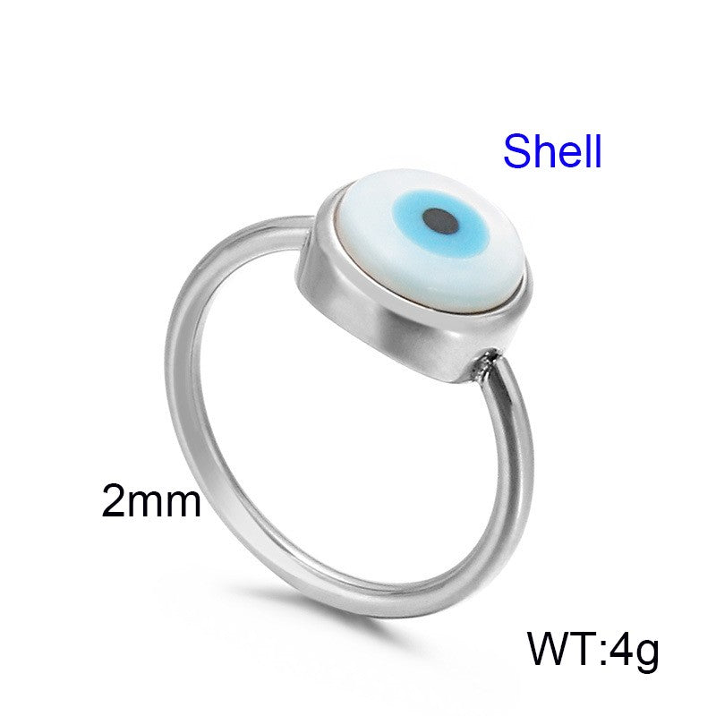 Anillo plateado ojo turco perla acero inoxidable 316L