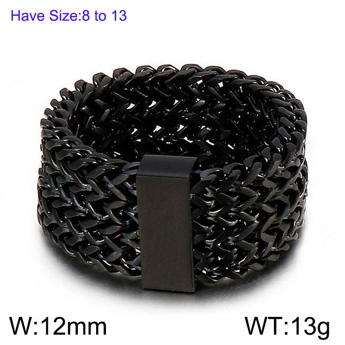 Anillo negro ancho cadena acero inoxidable 316L