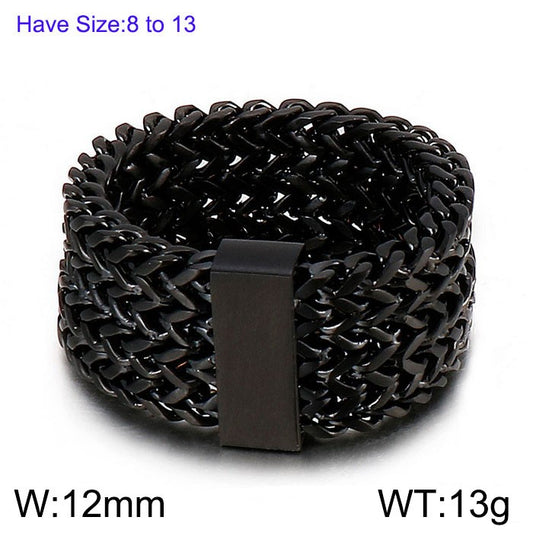 Anillo negro ancho cadena acero inoxidable 316L